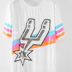 📢🏀Womens White Sequin Spurs Top/Dress$45👇🏼👇🏼👇🏼