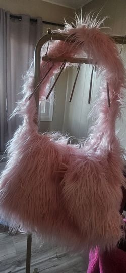 DollsKill Pink Furry Weekender Bag