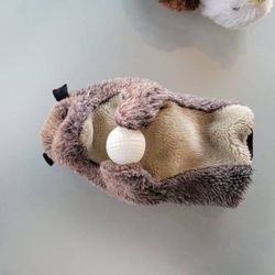 Vintage Plush Golf Gopher, Beaver head Headcover Groundhog Beaver Missing An Eye