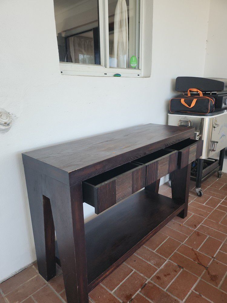 Dark espresso sofa table With Drawers