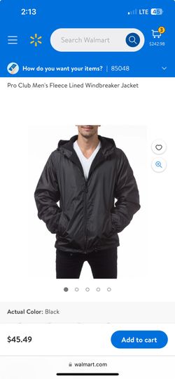 Pro Club Men's Fleece Lined Windbreaker Jacket New - $25