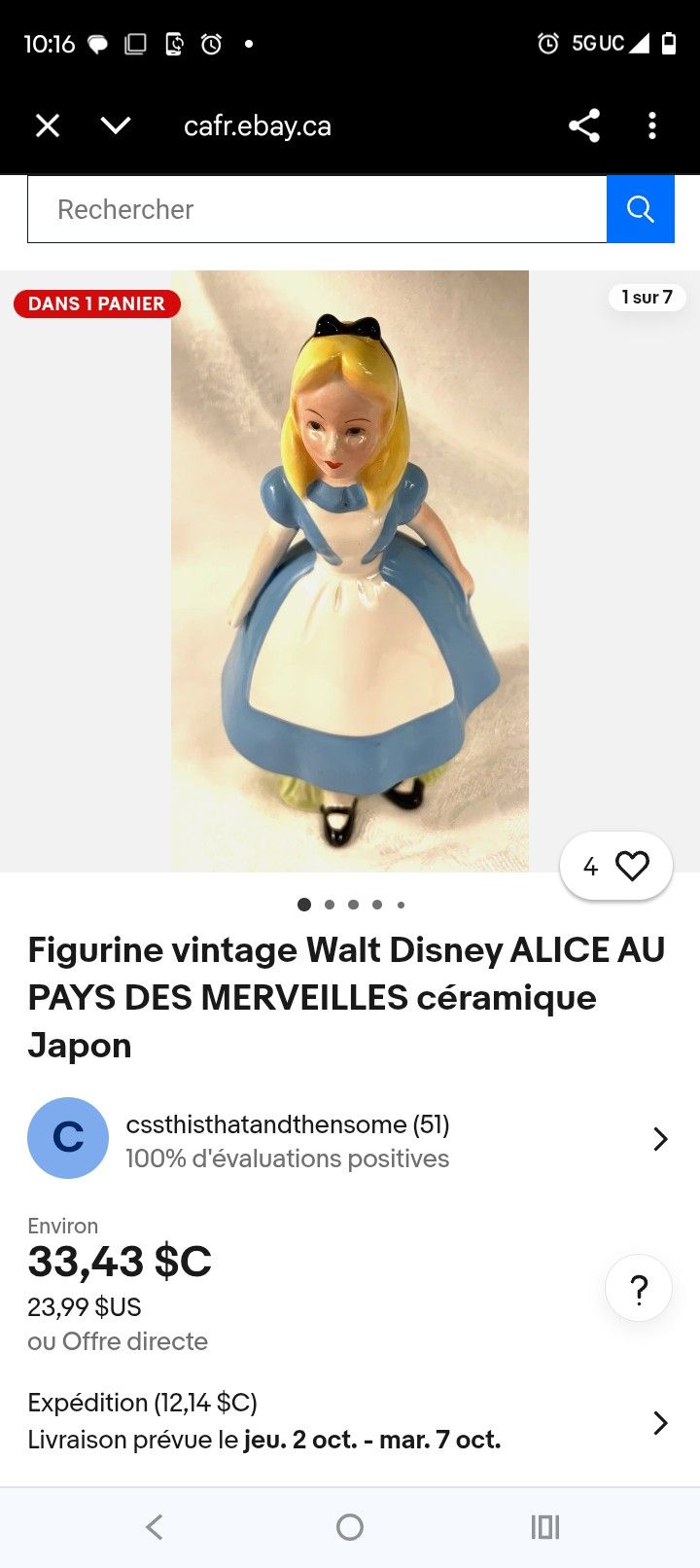 Disney Alice And Wonderland Porcelain Figure Made In Japan Asking $100