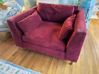 Oversized Burgundy Velvet Accent Chair