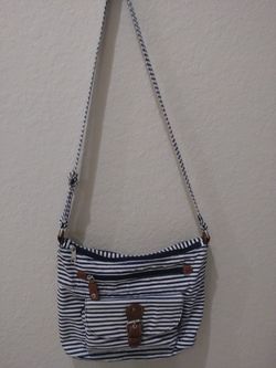 New wot blue striped cross-body bag
