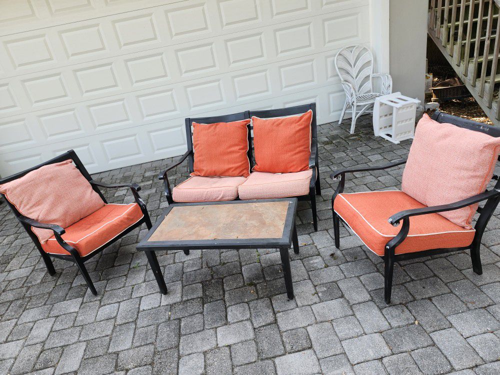 Fully Aluminum Frame No Corrosion No Rust All Weather Outdoor Patio Set Chairs Couch New Orange Cushion