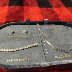 Cubic Zirconia Earring, Necklace, and Bracelet set