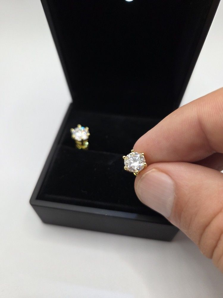 Moissanite Diamond Earrings 1.0ct 14k Gold Plated