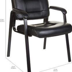 Basics Classic Faux Leather Office Desk Guest Chair with Metal Frame, Black, 27.4D x 23.6W x 35.8H in

