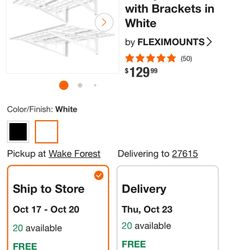 24 in. x 48 in. Steel Garage Wall Shelf with Brackets in White