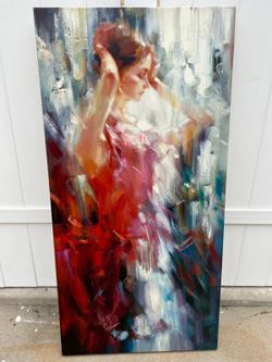 Ballerina Dancer In Red Wall Art