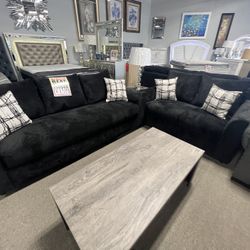 Black Sofa & Loveseat 🖤 Easy Purchase Options Available ✅