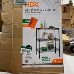 HDX 3-Tier Steel Wire Shelving Unit in Black (24 in. W x 30 in. H x 14 in. D