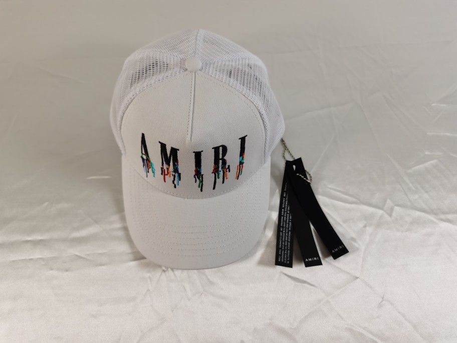 AMIRI White Paint Drip Core Logo Trucker Hat