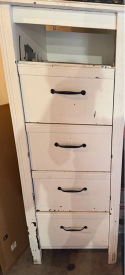 White 4-Drawer Dresser with Open Top Shelf
