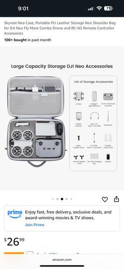 DJI Neo Drone Case, Portable PU Leather Storage Neo Shoulder Bag for DJI Neo Fly More Combo Drone and RC-N3 Remote Controller Accessories. Brand new i