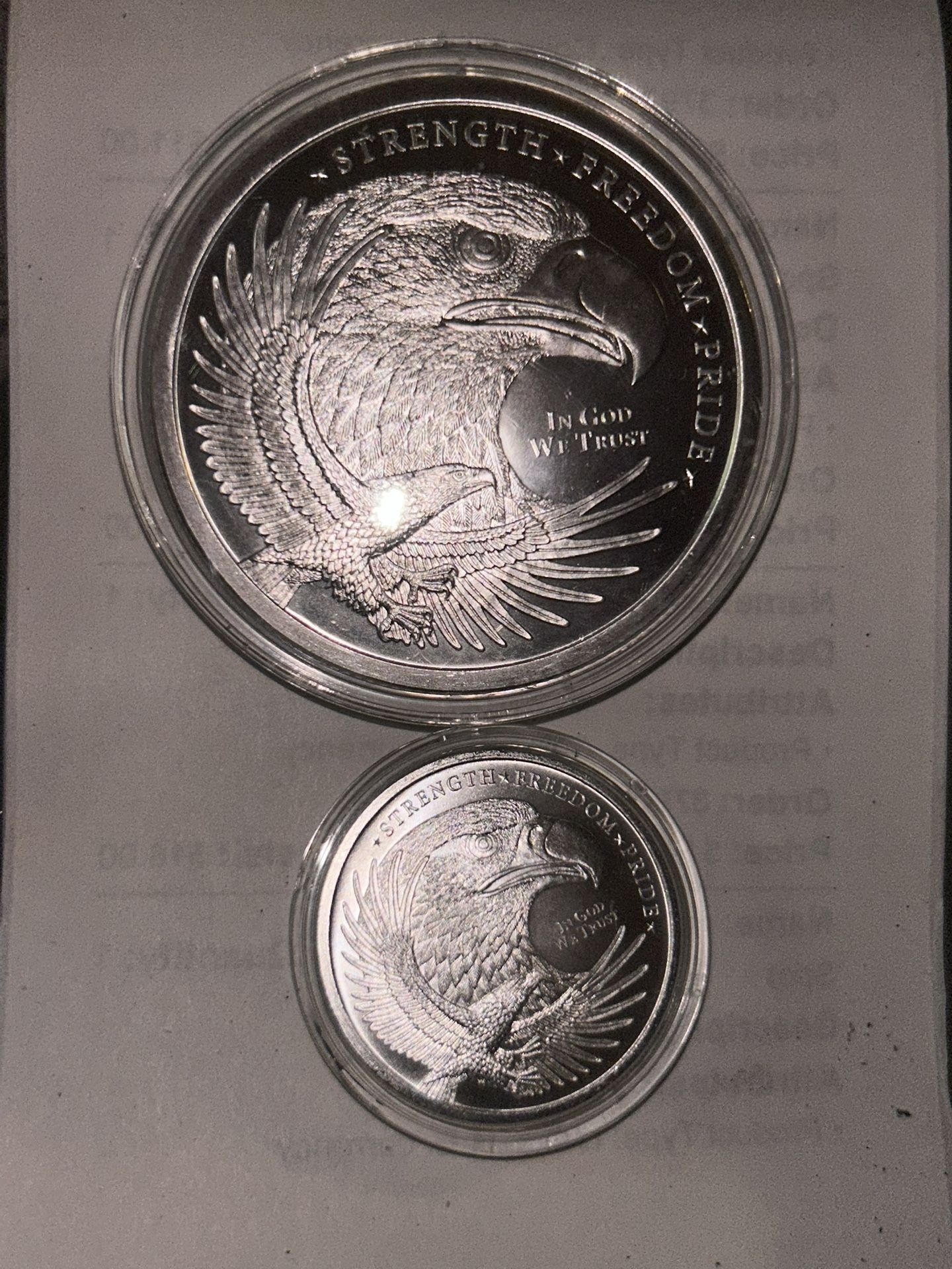 Pure Silver .999 Bullion - Eagle (Strength, Freedom, & Pride) - 5 oz round coin
