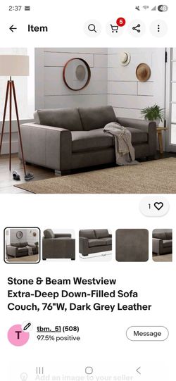 Genuine Leather Sofa NEW 76in