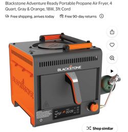 Blackstone Adventure Ready Portable Propane Air Fryer, 4 Quart, Gray & Orange, 18W, 3ft Cord