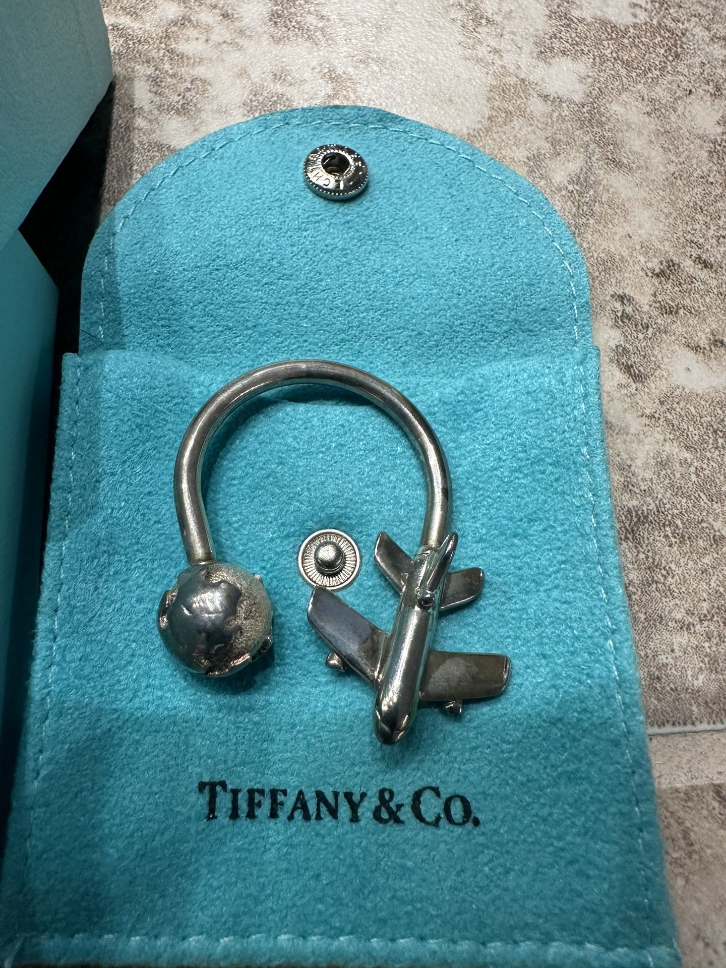 Tiffany & Co Airplane And Globe Key Ring