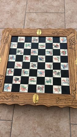 Chinese Asian Board Set with Carved Jade & Red pieces