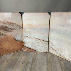 Large Framed Canvas Wall Art Set – Coastal Landscape Triptych