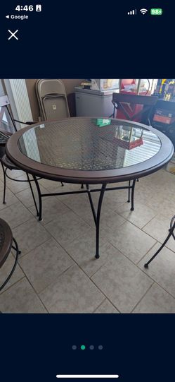 2 Chairs and Wood And Glass Table 