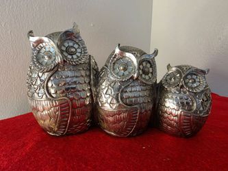 Good Luck Owls Family Figurine Statue Sculpture Home Decor