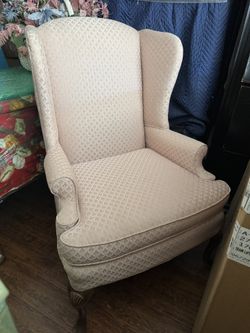 Light pink tapestry Wing Back chair 