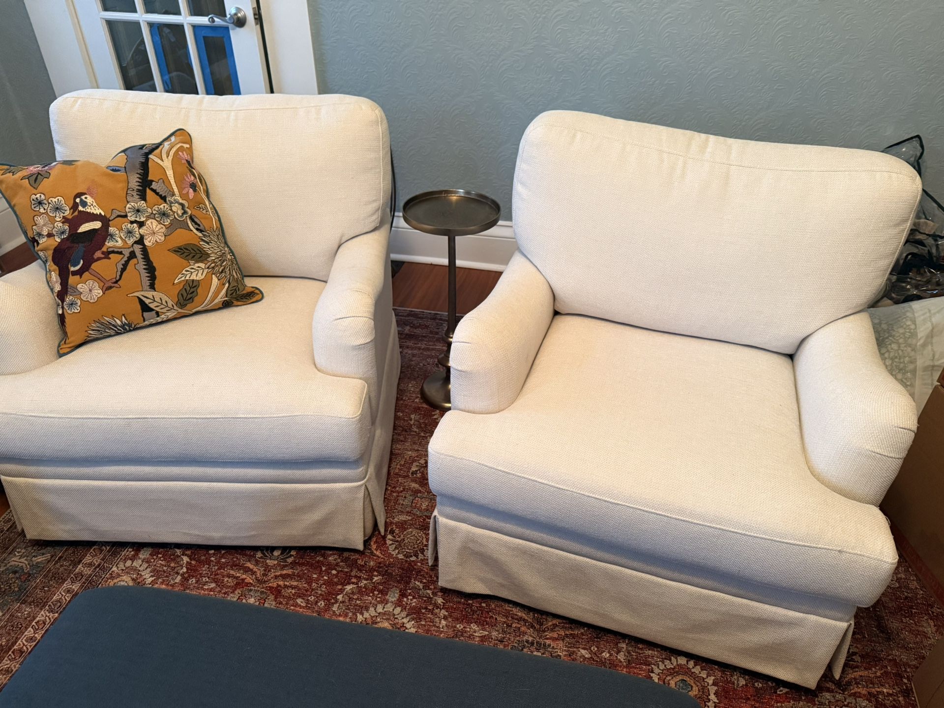 32.7” Skirted Swivel Accent Arm Chair(s) - Warm Linen