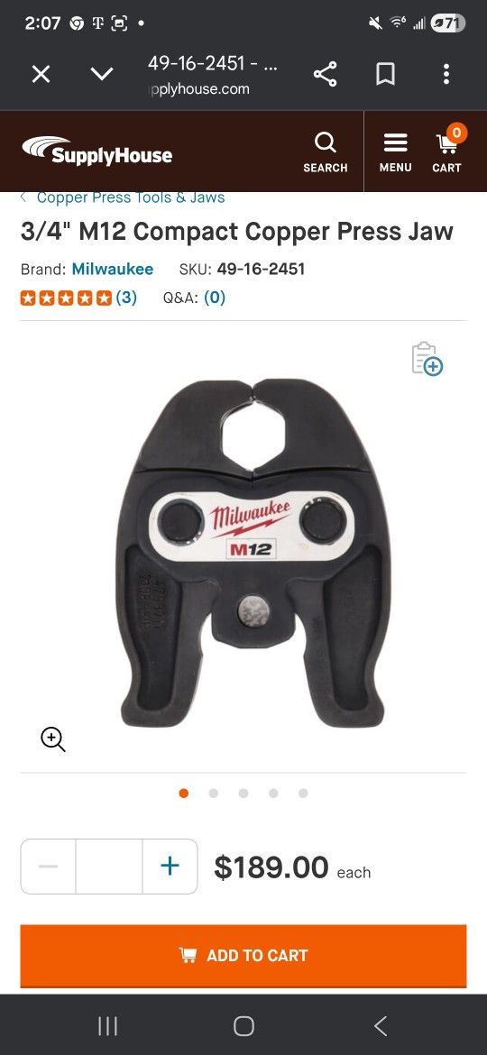 Milwakee 3/4 Pro Press Jaw