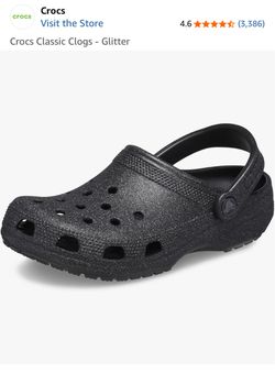 Kids Black Glitter Crocs (youth size 4)