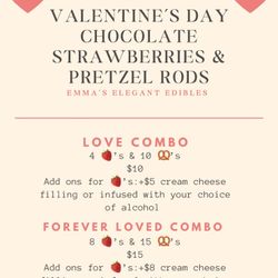 Valentine’s Day Chocolate Covered  Strawberries And Pretzel Rods