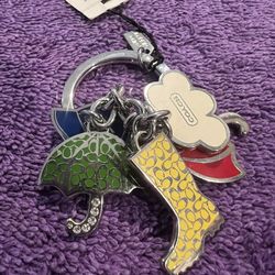 New With Tag Purse Coach Charm Keychain Rain Theme