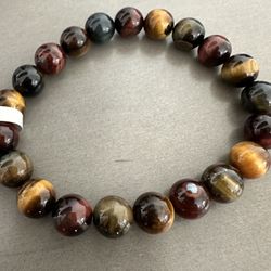 New, Men’s Triple Tiger Eye Stone Bracelet. Shipping Available.