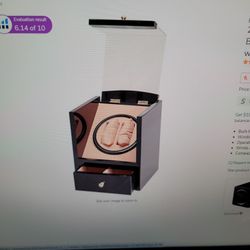 2 Watch Holder Winder Box With Drawer Wood Color
