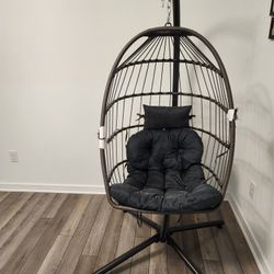 Egg Swing Chair with Stand, Outdoor Hanging Egg Chair with Stand