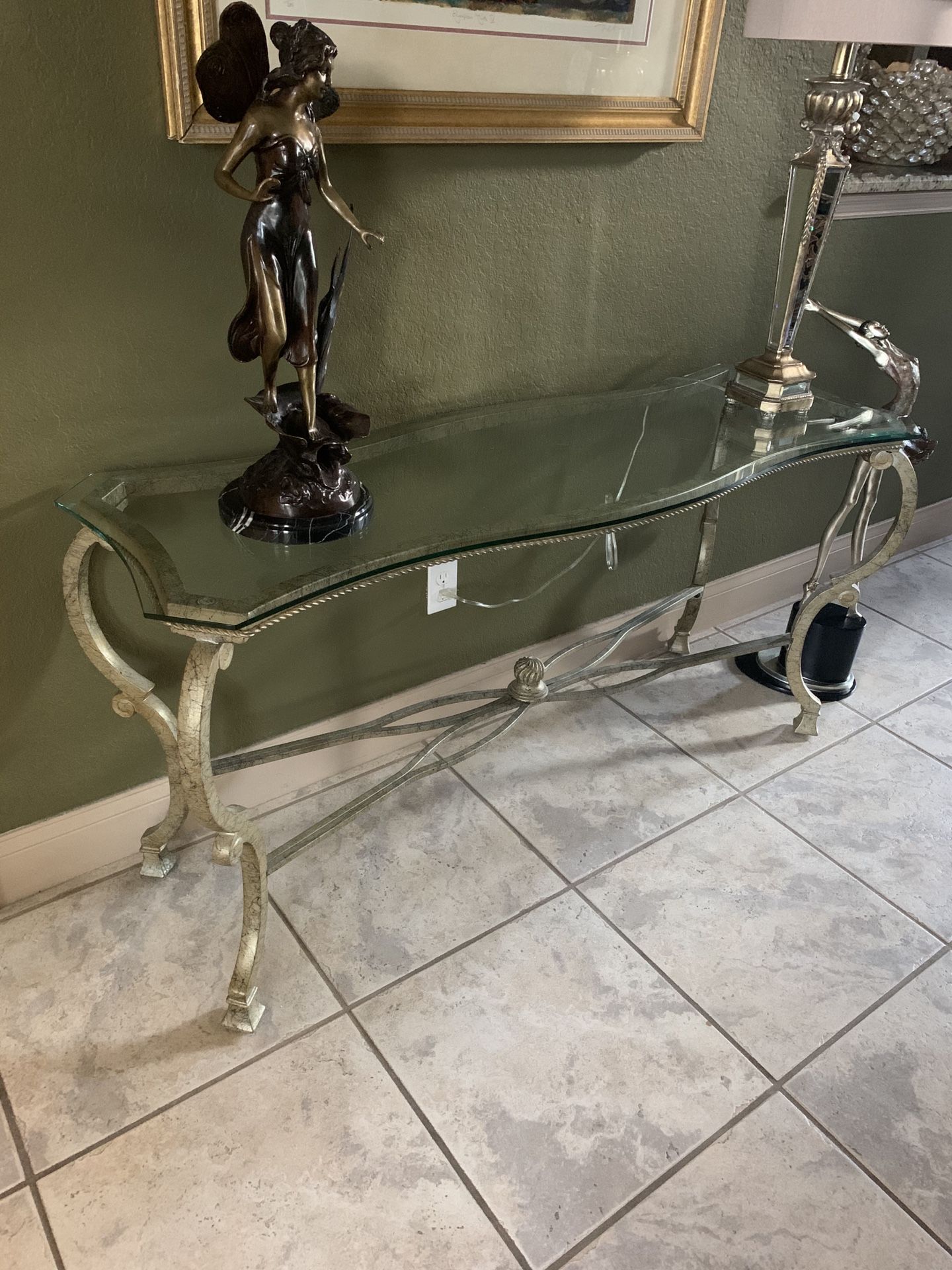 Glass coffee table and matching console table