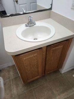 Bathroom vanity with sink and faucet 36inches in length