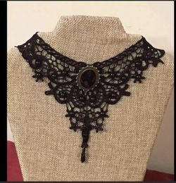 Black lace grand victorian choker necklace