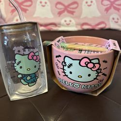Hello Kitty Frankenstein Ceramic Bowl & Cup