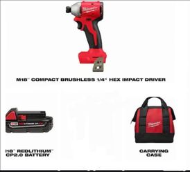 Milwaukee M-18 1/4” Hex Impact Driver + Battery + Carrying bag $130