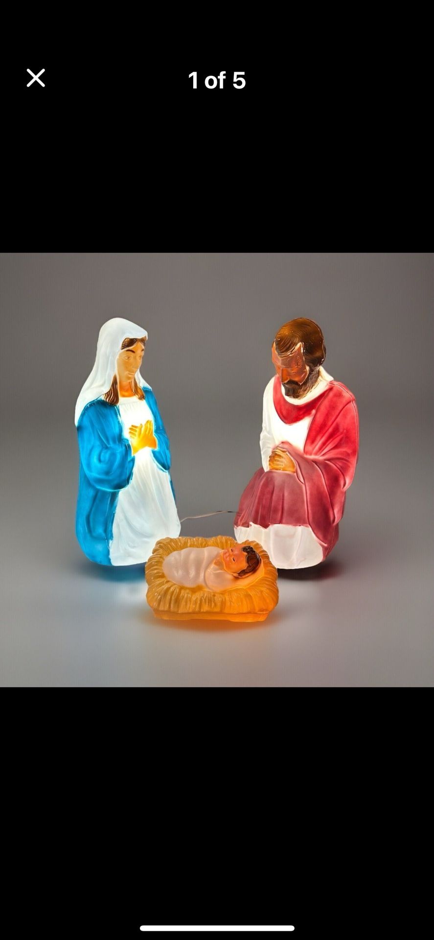 Lighted Nativity Scene -Blow Mold Mary Joseph Jesus -General Foam Plastics C3680