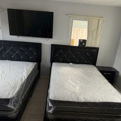 2 Full Size Bed Frame With 2 Mattress. All New Furniture And Free Delivery  Free Installation Too 