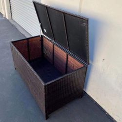 120 Gallon Outdoor Wicker Storage Box Large Cushion Storage Bin