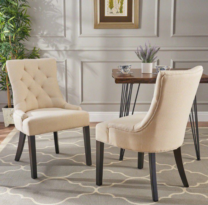 2 New Christopher Knight Upholstered Fabric Dining Room Chairs