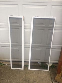 Replacement sashes and screens. Lot of odd sizes. Screens 10. Windows. 10 to 40