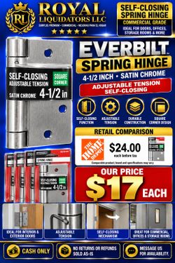 Everbilt 4-1/2 Inch Satin Chrome Spring Hinge