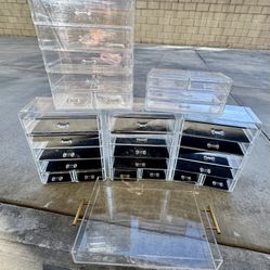 📦 Large Premium Clear Acrylic Makeup Organizer Set + Gold Handle Tray
