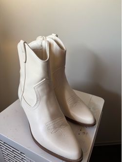 White Western Ankle Boots