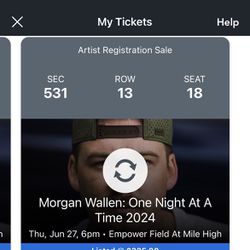 4 Morgan Wallen tickets 6/27 $225 each
